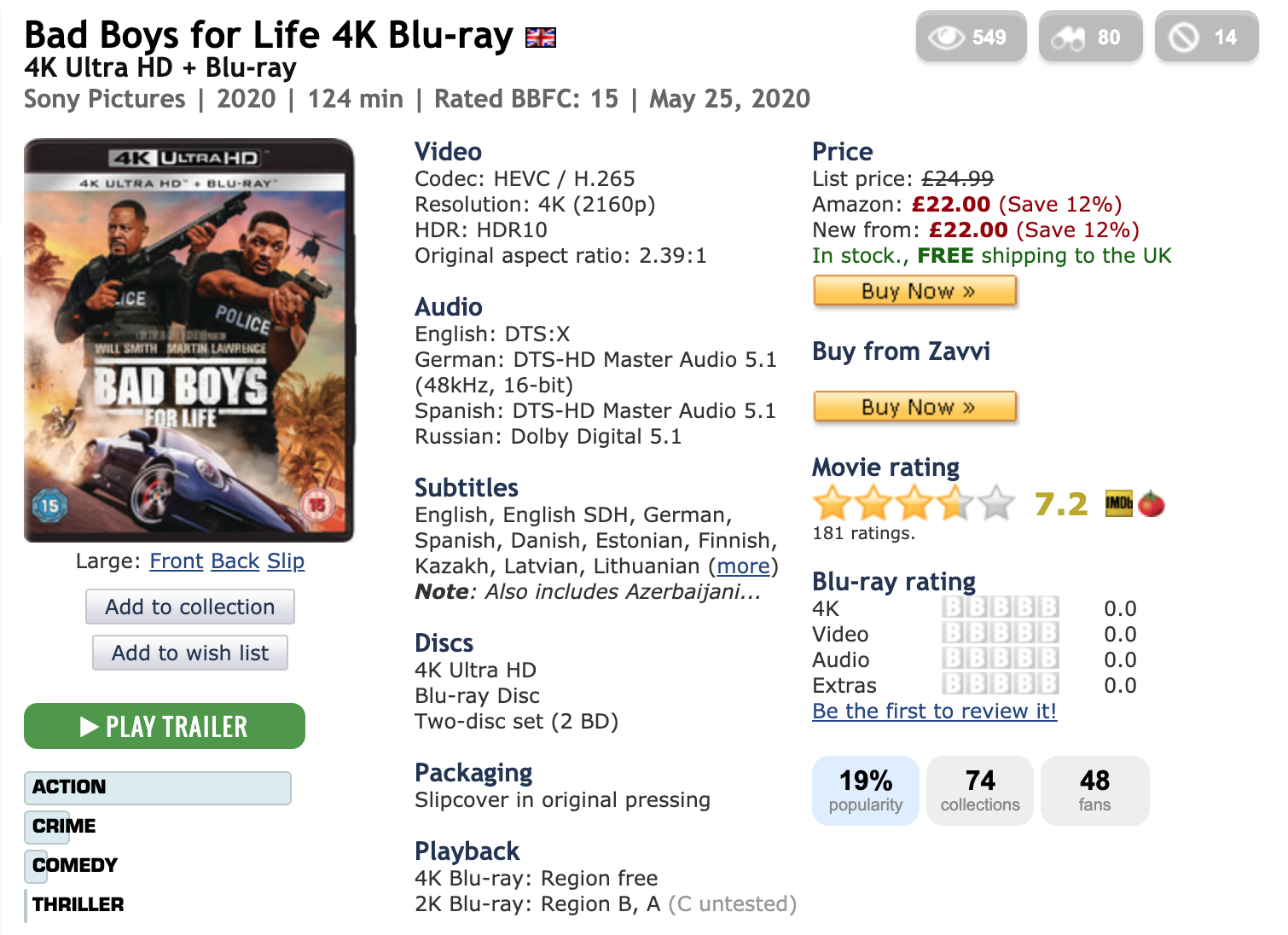 Bad Boys for Life 4K Itunes vs&nbsp;Bad Boys for Life 4K Bluray